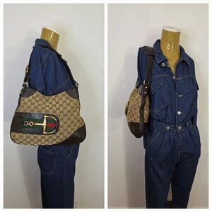 Gucci Beige and Brown Hobo Bag